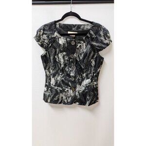 Micheal Kors Black/White Patterned Short Sleeve Blazer